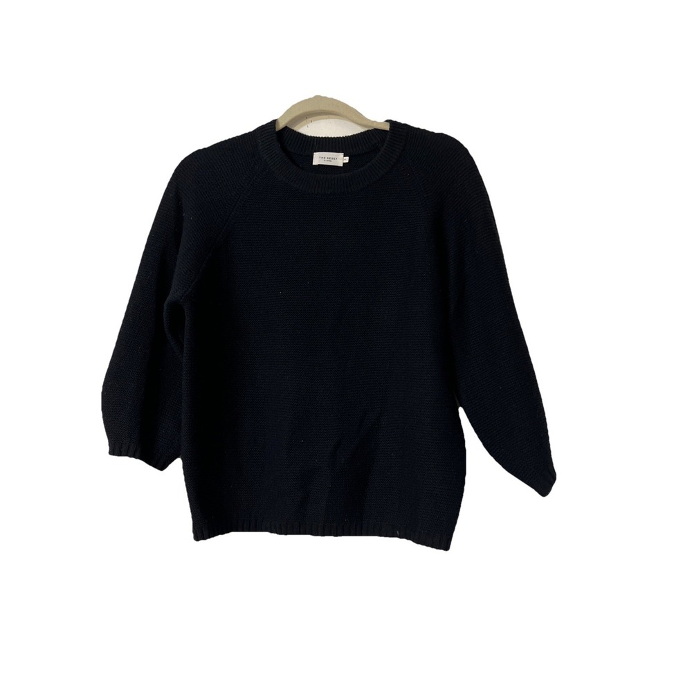 THE RESET R LABEL 3/4 Sleeve Sweater Wool Cashmere Blend Black Sz Medium RE774
